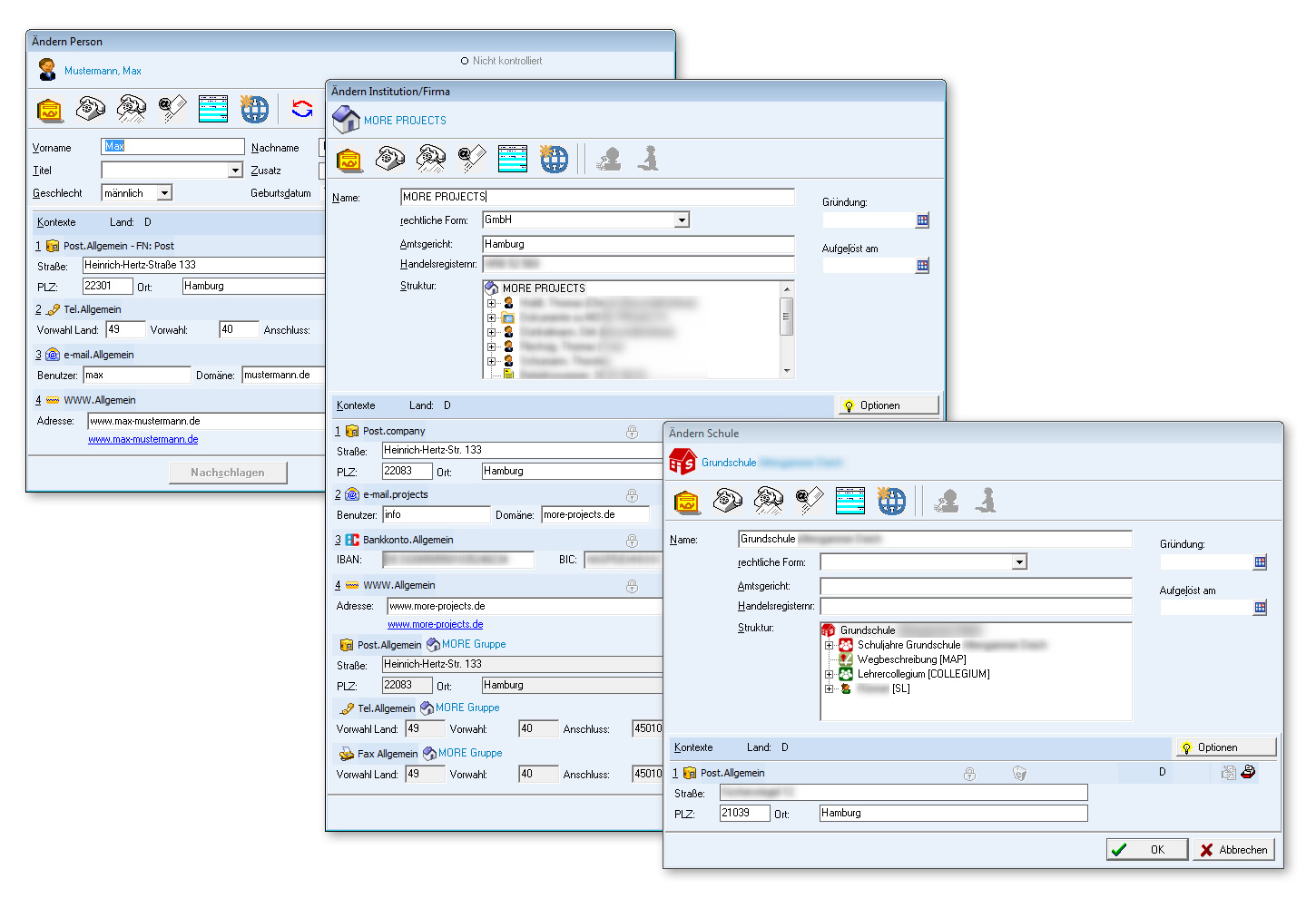 Ansicht Person, Institution und Schule
