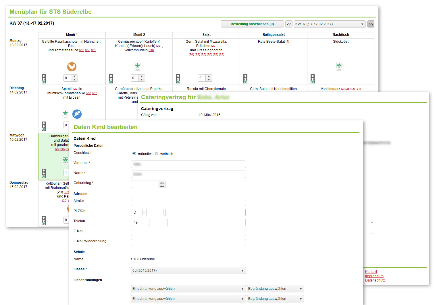 Internetansicht für Besteller