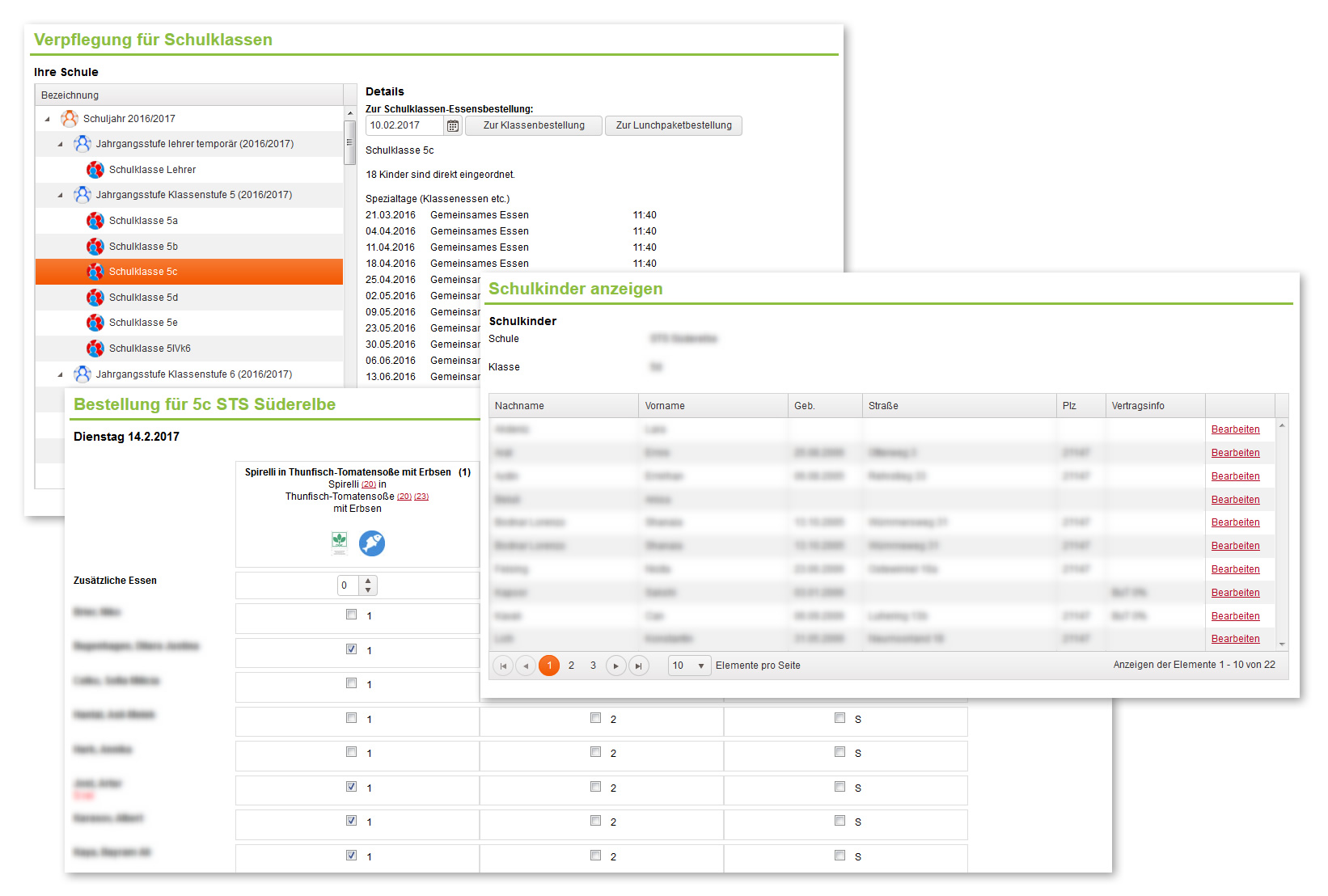 Internetansicht für Schul-Besteller